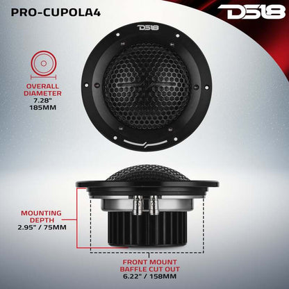 DS18 7in 400 Watts RMS 4 ohm Neodymium Mid-Range Tuned Closed-End Chamber Loudspeakers