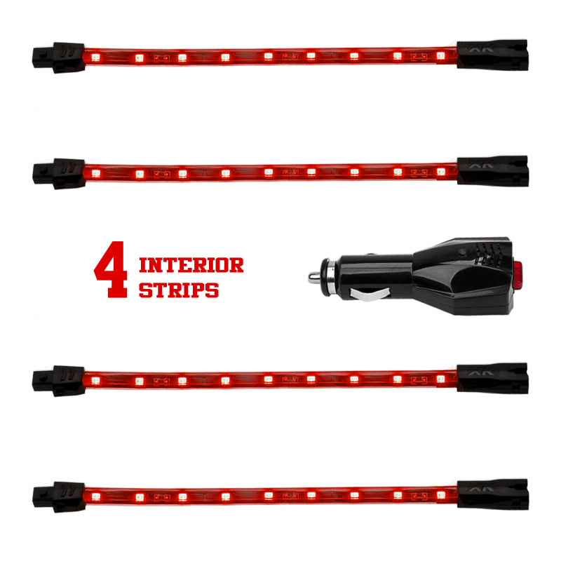 XKGLOW XK Glow Single Color XKGLOW UnderglowLED Accent Light Car/Truck Kit Red - 4x8In
