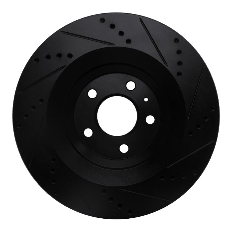 R1 Concepts R1 07-11 Audi S6 Rear Left Drilled & Slotted Black Brake Rotor