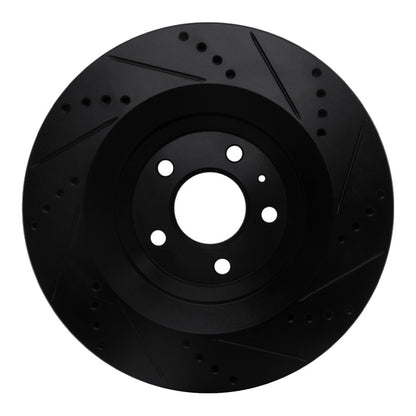 R1 Concepts R1 07-11 Audi S6 Rear Left Drilled & Slotted Black Brake Rotor