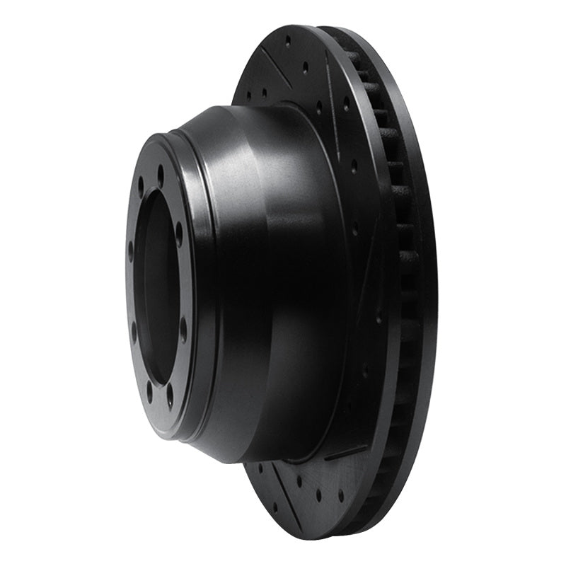 R1 Concepts R1 99-04 Ford F-350 Super Duty 4WD Rear Right Drilled & Slotted Black Brake Rotor