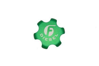 Fleece Performance 13-18 Dodge Cummins Green Anodized Billet Fuel Cap