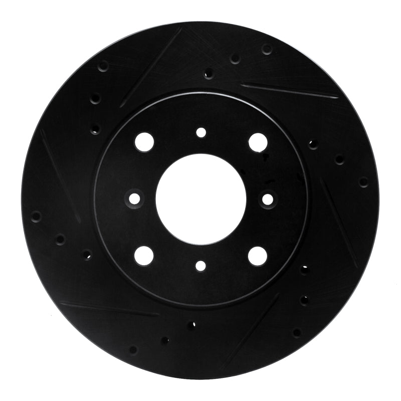 R1 Concepts R1 92-96 Honda Prelude Front Left Drilled & Slotted Black Brake Rotor
