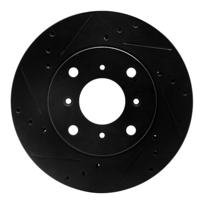 R1 Concepts R1 92-96 Honda Prelude Front Left Drilled & Slotted Black Brake Rotor