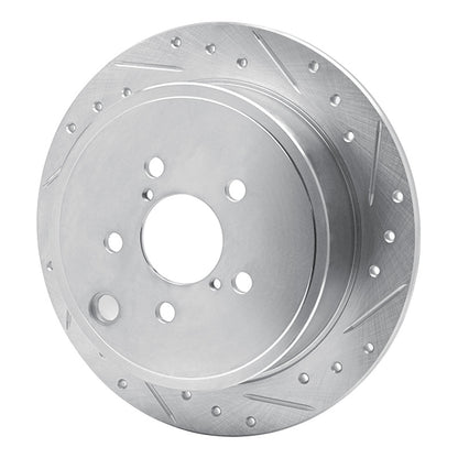 R1 Concepts R1 08-15 Subaru WRX Rear Right Drilled & Slotted Silver Brake Rotor
