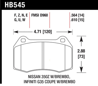 Hawk Performance Hawk 03-04 Infinit G35 / 04-09 Nissan 350z w/ Brembo DTC-60 Race Front Brake Pads