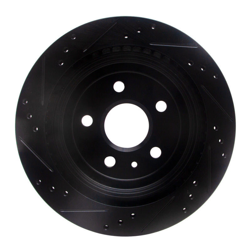 R1 Concepts R1 08-19 Cadillac CTS Rear Right Drilled & Slotted Black Brake Rotor