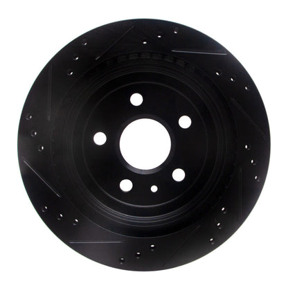 R1 Concepts R1 08-19 Cadillac CTS Rear Right Drilled & Slotted Black Brake Rotor