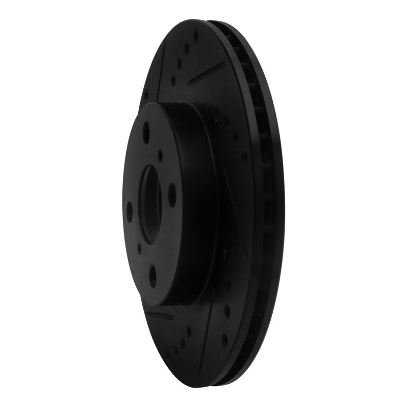 R1 Concepts R1 00-05 Toyota Echo Front Left Drilled & Slotted Black Brake Rotor