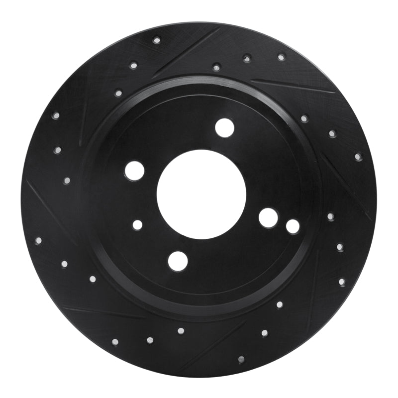 R1 Concepts R1 93-95 Volvo 850 Rear Left Drilled & Slotted Black Brake Rotor