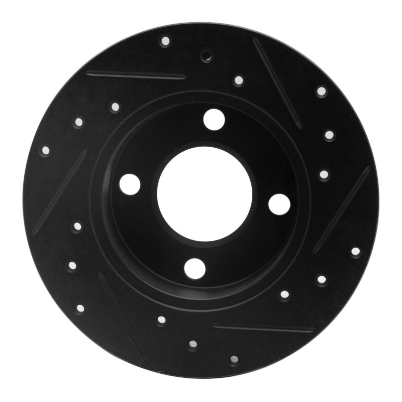 R1 Concepts R1 82-98 Audi Cabriolet Rear Left Drilled & Slotted Black Brake Rotor