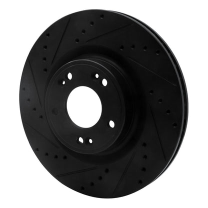R1 Concepts R1 09-11 Hyundai Genesis Sedan Front Left Drilled & Slotted Black Brake Rotor