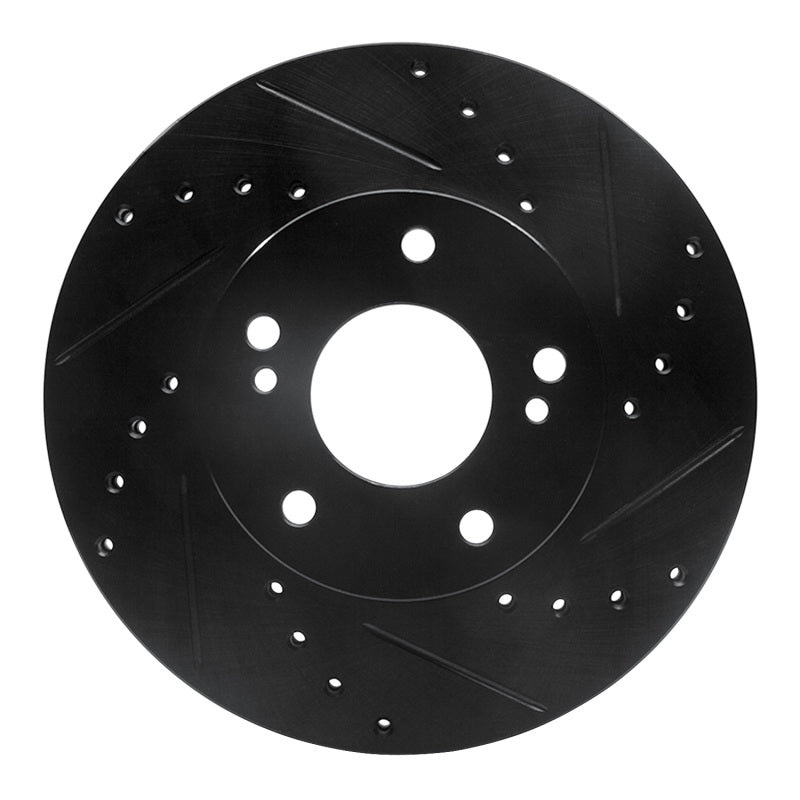 R1 Concepts R1 89-99 Infiniti I30 Front Right Drilled & Slotted Black Brake Rotor