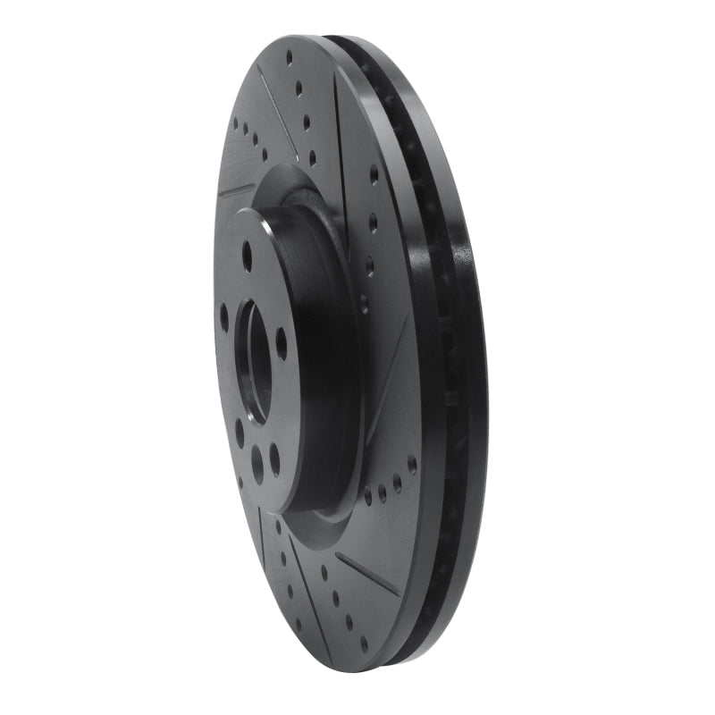 R1 Concepts R1 15-19 Jaguar E-Pace Front Right Drilled & Slotted Black Brake Rotor
