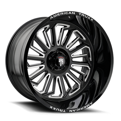 American Truxx AT1916 Butcher 24x14 / 6x139.7 BP / -76mm Offset / 106mm Hub Gloss Black Milled Wheel