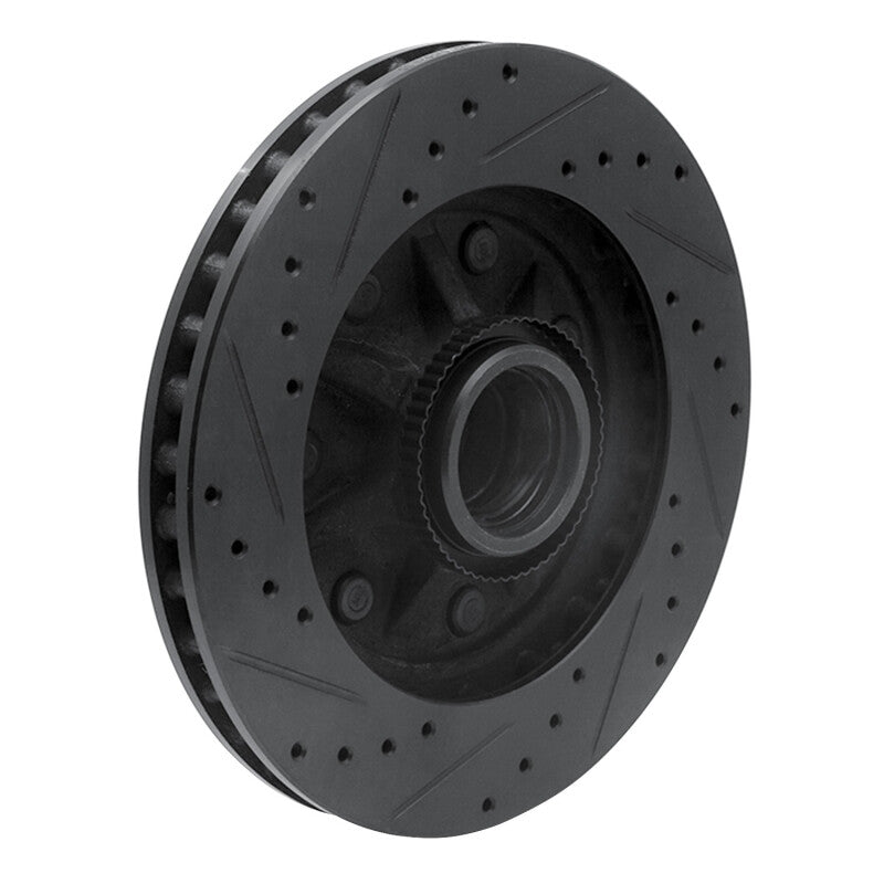 R1 Concepts R1 97-04 Ford F-150 RWD Front Right Drilled & Slotted Black Brake Rotor