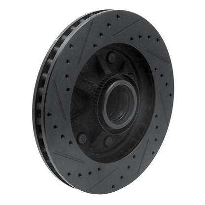 R1 Concepts R1 97-04 Ford F-150 RWD Front Right Drilled & Slotted Black Brake Rotor
