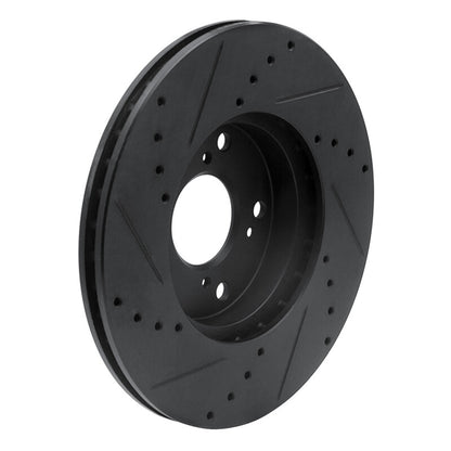 R1 Concepts R1 06-15 Honda Civic Front Right Drilled & Slotted Black Brake Rotor