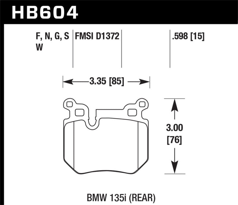 Hawk Performance Hawk BMW 135i HP+ Street Rear Brake Pads