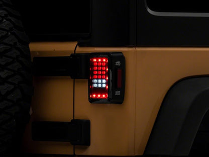 Raxiom 07-18 Jeep Wrangler JK Axial Series LED Tail Lights- Black Housing (Clear Lens)