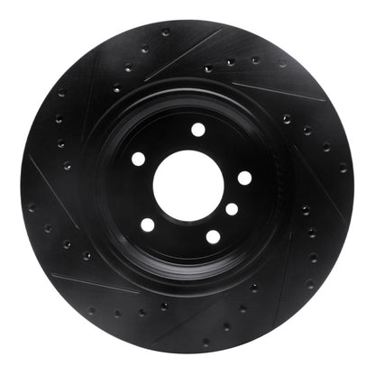R1 Concepts R1 95-03 BMW 750IL Rear Right Drilled & Slotted Black Brake Rotor