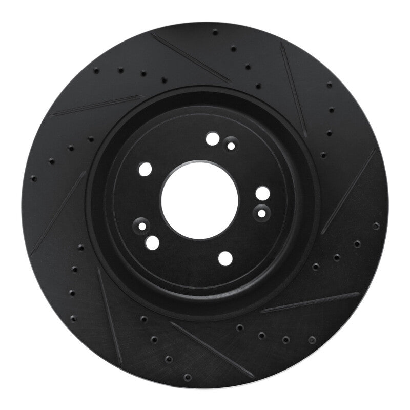 R1 Concepts R1 18-20 Genesis G80 Front Right Drilled & Slotted Black Brake Rotor