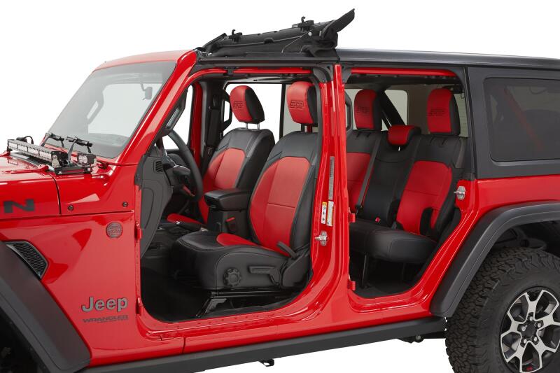 PRP Seats PRP 2018+ Jeep Wrangler JLU/4 Door/Jeep Gladiator JT/ Non-Rubicon Front Seat Covers(Pair) -Black/Red