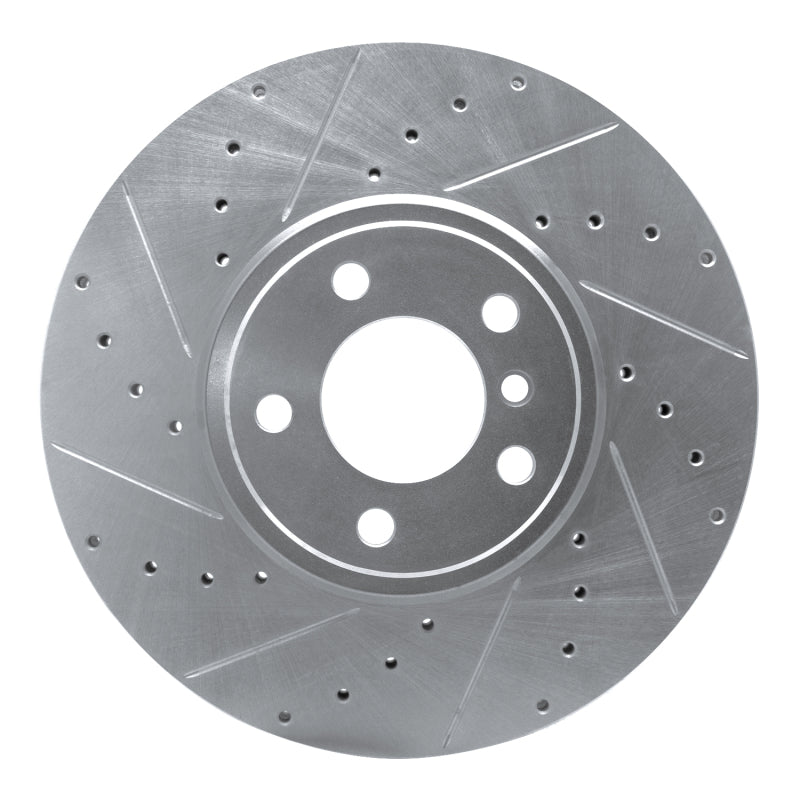 R1 Concepts R1 07-18 BMW X5 Front Left Drilled & Slotted Silver Brake Rotor