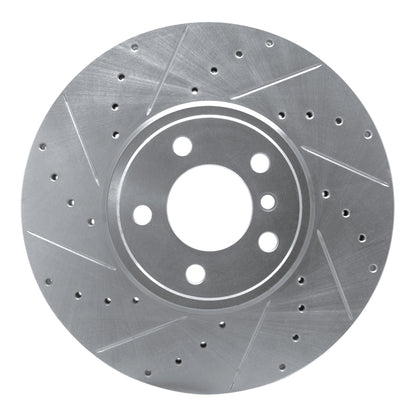 R1 Concepts R1 07-18 BMW X5 Front Left Drilled & Slotted Silver Brake Rotor