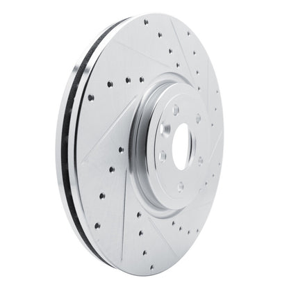 R1 Concepts R1 16-24 Jaguar XF Front Right Drilled & Slotted Silver Brake Rotor
