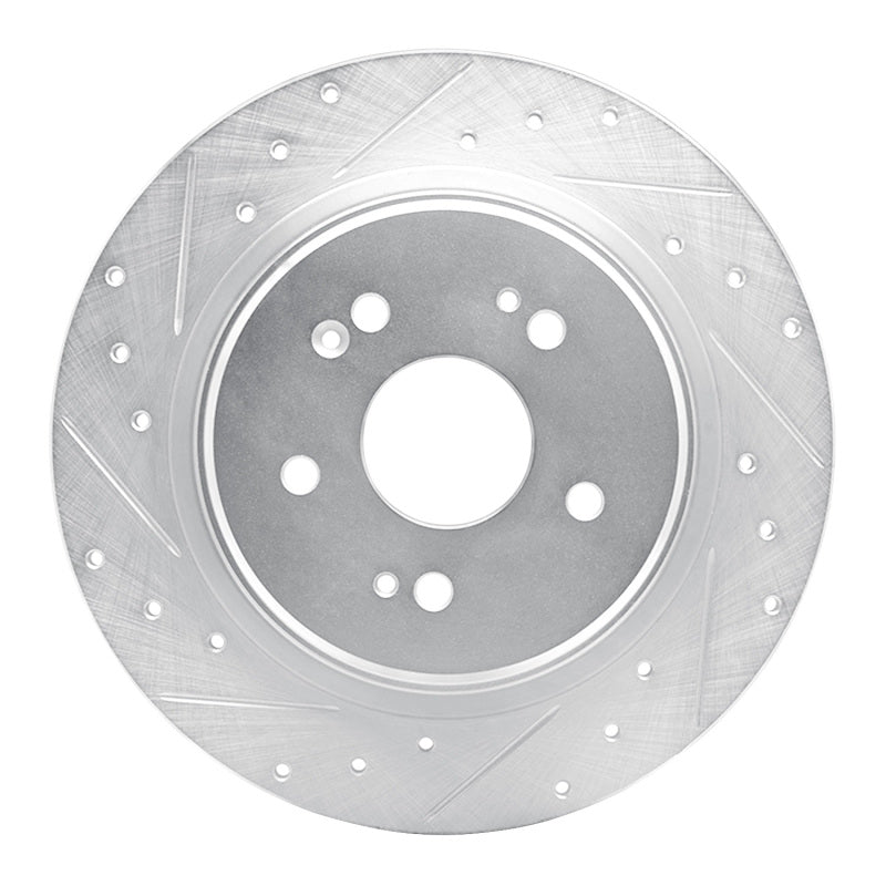 R1 Concepts R1 15-25 Acura TLX Rear Left Drilled & Slotted Silver Brake Rotor