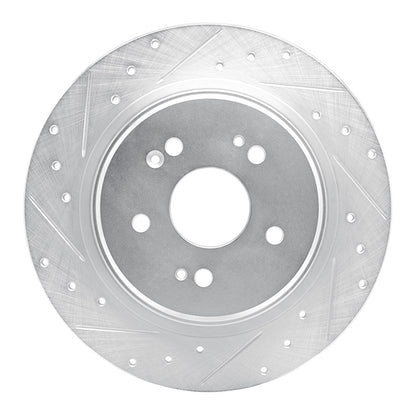 R1 Concepts R1 15-25 Acura TLX Rear Left Drilled & Slotted Silver Brake Rotor