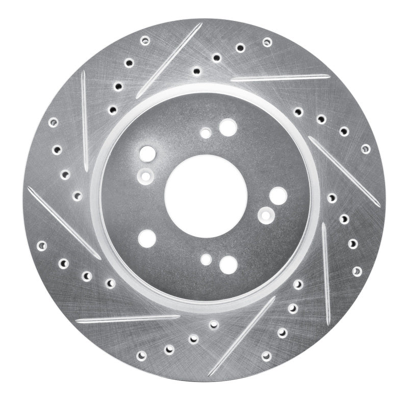 R1 Concepts R1 07-16 Acura RDX Front Left Drilled & Slotted Silver Brake Rotor
