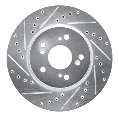 R1 Concepts R1 07-16 Acura RDX Front Left Drilled & Slotted Silver Brake Rotor