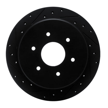 R1 Concepts R1 17-24 Nissan Titan Rear Left Drilled & Slotted Black Brake Rotor