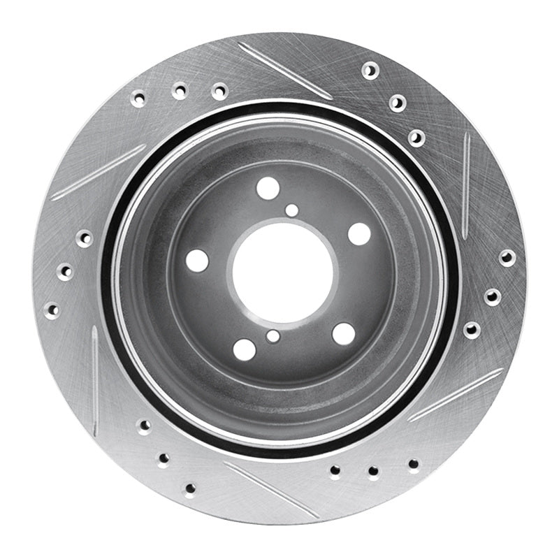 R1 Concepts R1 90-94 Subaru Legacy Rear Left Drilled & Slotted Silver Brake Rotor