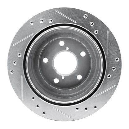 R1 Concepts R1 90-94 Subaru Legacy Rear Left Drilled & Slotted Silver Brake Rotor