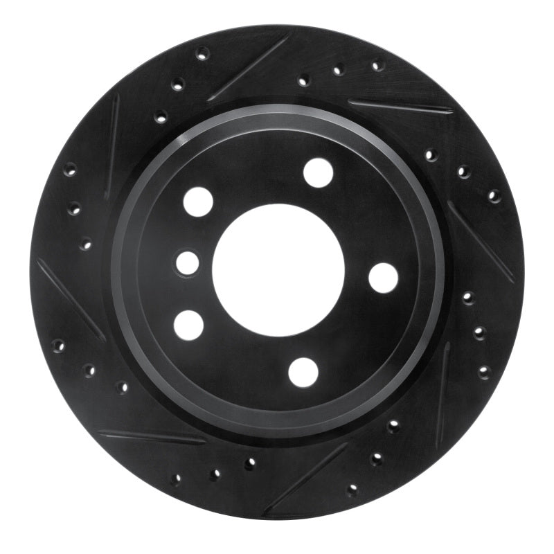 R1 Concepts R1 06-20 BMW 328I Rear Left Drilled & Slotted Black Brake Rotor