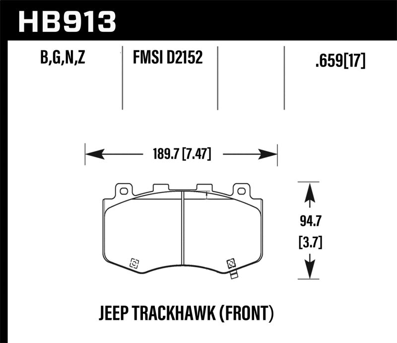Hawk Performance Hawk 18-19 Jeep Grand Cherokee Trackhawk HP+ Front Brake Pads