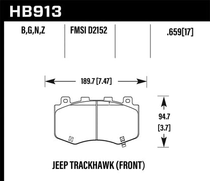 Hawk Performance Hawk 18-19 Jeep Grand Cherokee Trackhawk HP+ Front Brake Pads