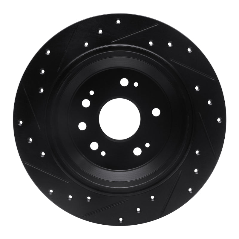 R1 Concepts R1 10-15 Honda Accord Crosstour Rear Right Drilled & Slotted Black Brake Rotor