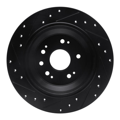 R1 Concepts R1 10-15 Honda Accord Crosstour Rear Right Drilled & Slotted Black Brake Rotor