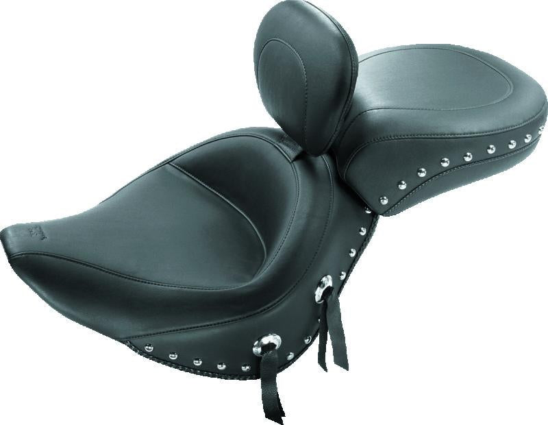 Mustang Motorcycle Mustang 06-17 Harley Softail Wide Tire(200mm)Wide Tour Solo Seat w/Driver Backrest Studs - Black