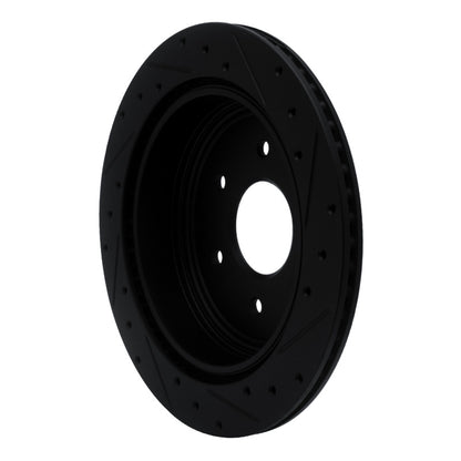R1 Concepts R1 17-24 Nissan Titan Rear Left Drilled & Slotted Black Brake Rotor
