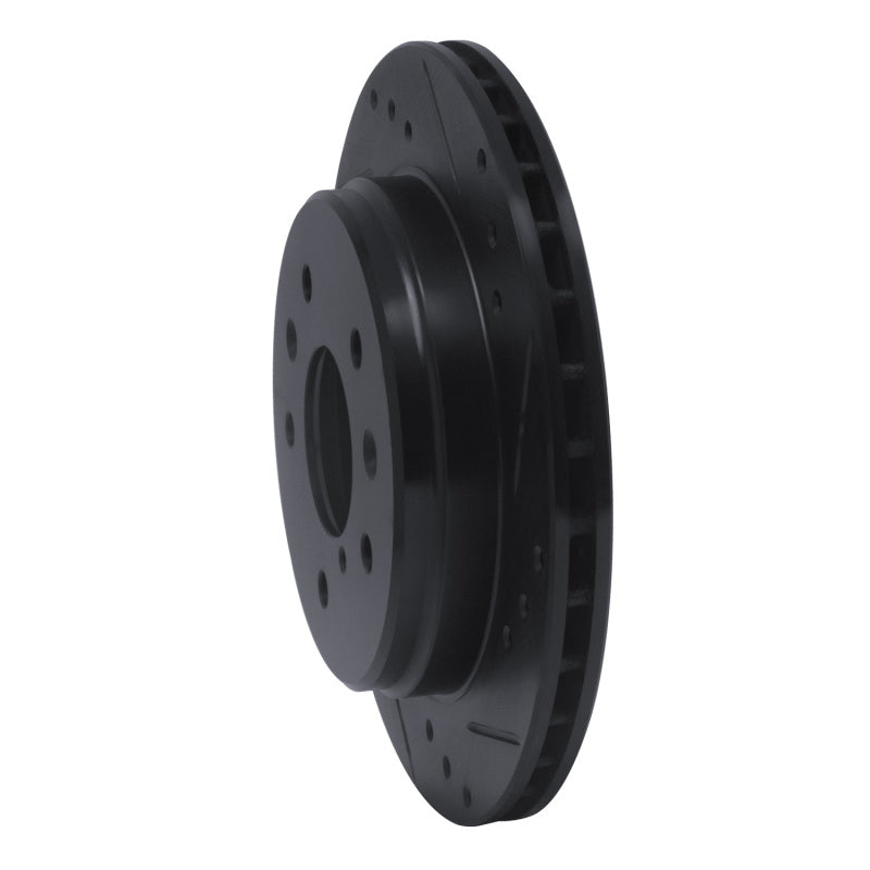 R1 Concepts R1 86-91 Mazda RX-7 Rear Right Drilled & Slotted Black Brake Rotor