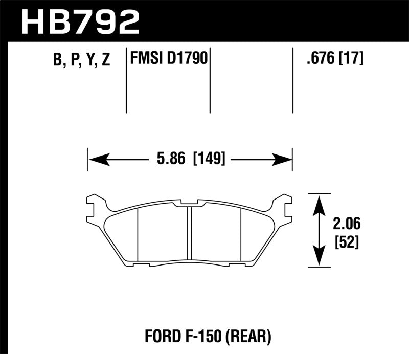 Hawk Performance Hawk 15 Ford F-150 Performance Ceramic Street Rear Brake Pads