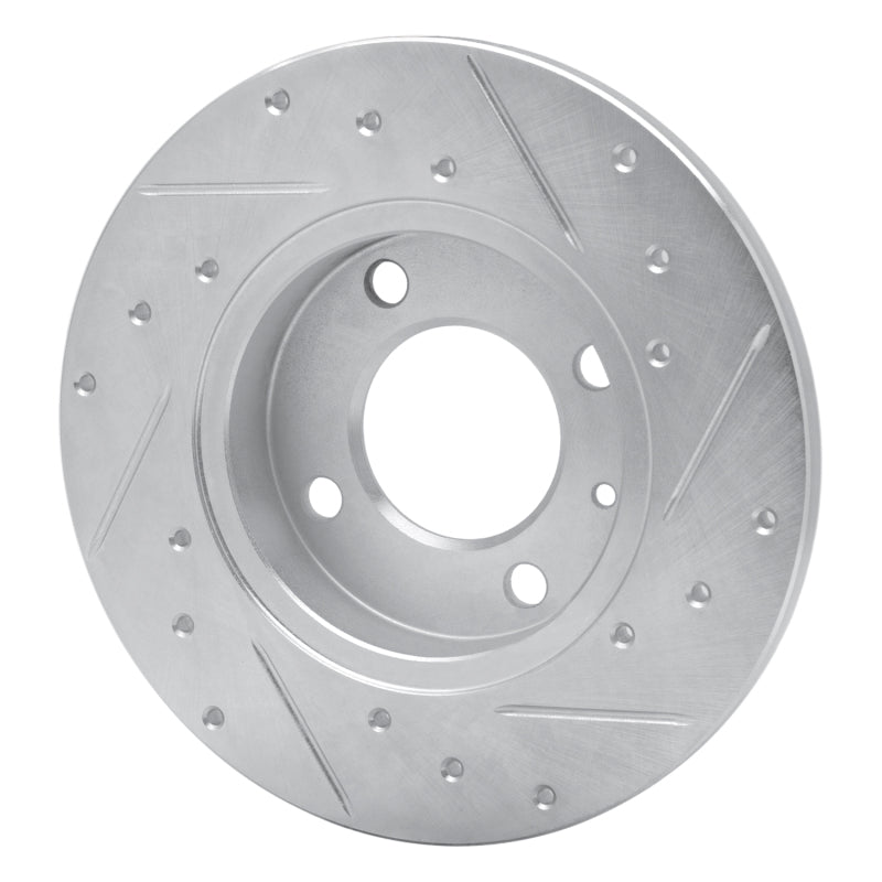 R1 Concepts R1 73-05 Audi 4000 Front Left Drilled & Slotted Silver Brake Rotor