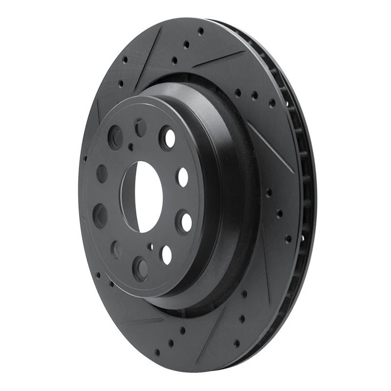 R1 Concepts R1 07-17 Lexus LS460 Rear Left Drilled & Slotted Black Brake Rotor