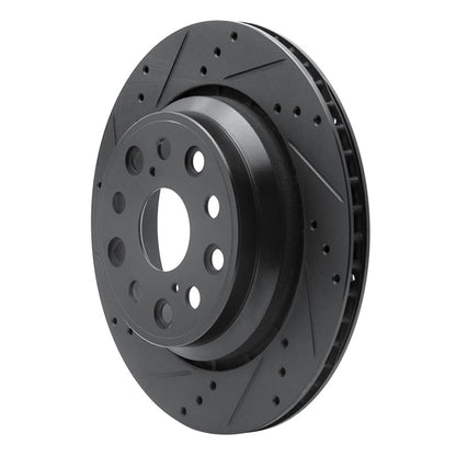 R1 Concepts R1 07-17 Lexus LS460 Rear Left Drilled & Slotted Black Brake Rotor