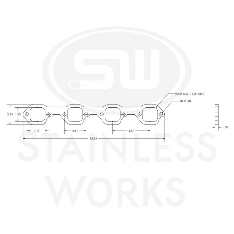 Stainless Works SBF Victor Senior Heads Square Port Header 304SS Exhaust Flanges 1-7/8in Primaries